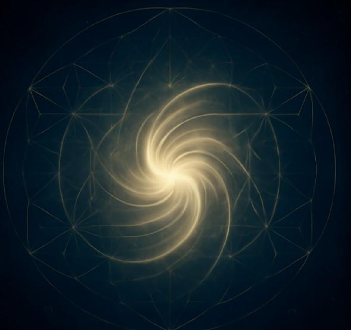 Golden harmonic vortex over Flower-of-Life geometry